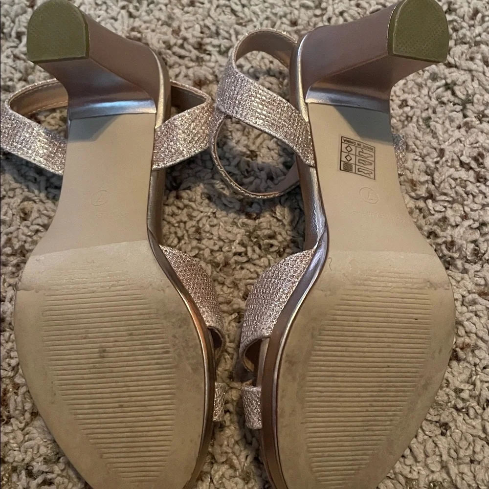 Dream Pairs Rose Gold Champagne Glitter  Block Shiny Heel 2"‎ Shoes Sz 7 - Picture 8 of 8